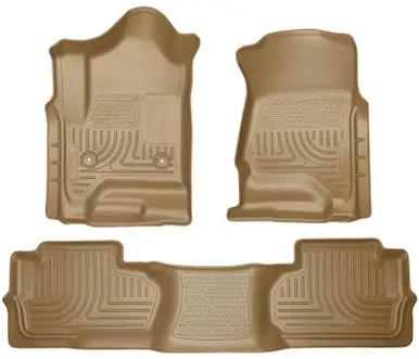 Trusted Brand Husky Liners 14 Chevrolet Silverado/GMC Sierra Dbl Cab WeatherBeater Tan Front&2nd Seat Floor Liners - 98243