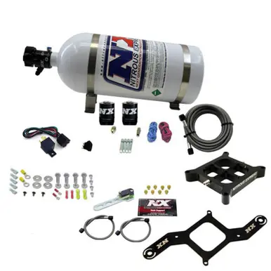 Buy Today Nitrous Express 4150 Single Entry Billet Crossbar Nitrous Plate Kit (50-300HP) w/10lb Bottle - 63040-10