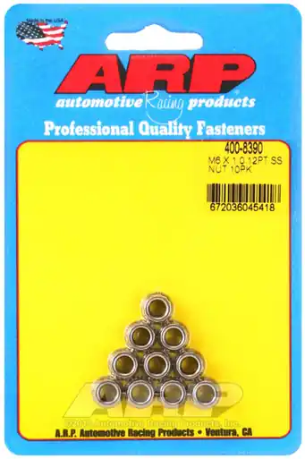 ARP M6 X 1.00 (M8 wr) Stainless Steel 12pt Nut Kit (Pack of 10) - 400-8390 Fast Shipping