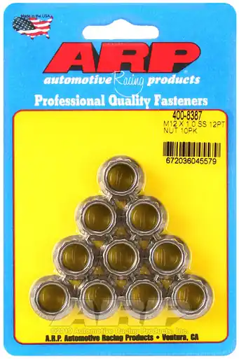 While Supplies Last ARP M12 X 1.00 (M14 wr) SS 12pt nut kit - 400-8387