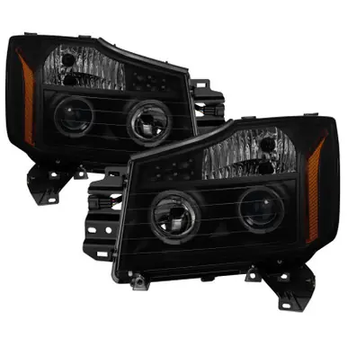 Clearance xTune Nissan Titan 04-15 Projector Headlights - LED Halo - Black Smoked PRO-JH-NTI04-LED-BSM - 5082282