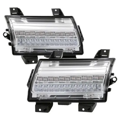 Spyder Jeep Wrangler 2018-2019 (Halogen Model Only) LED Front Bumper Lights - Seq. Signal - Chrome - 5086778 Next Day Delivery