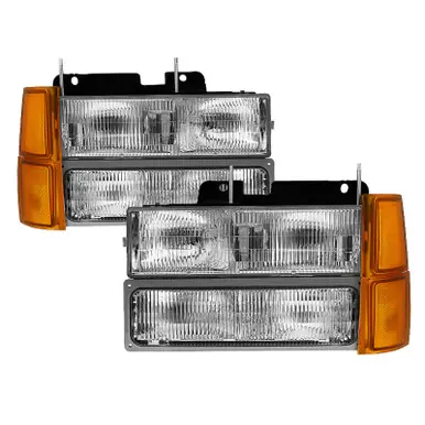 Xtune Chevy Suburban 94-98 Headlights w/ Corner & Parking Lights 8pcs - OEM HD-JH-CCK94-OE-C-SET - 9034428 Best Choice