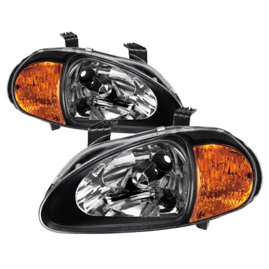 Deal Xtune Honda Del Sol 93-97 1Pc Amber Crystal Headlights Black HD-ON-HDEL93-1P-AM-BK - 5013408