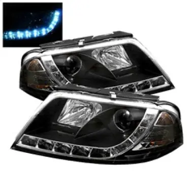 Spyder Volkswagen Passat 01-05 Projector Headlights DRL Black High H1 Low H1 PRO-YD-VP01-DRL-BK - 5012302 Next Day Delivery