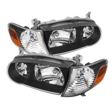 Xtune Toyota Corolla 01-02 Crystal Headlights w/ Amber Corner Lights Black HD-JH-TC01-AM-BK - 5072948 One Day Deal