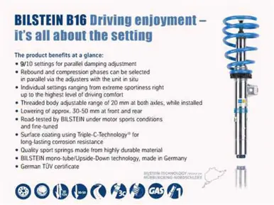Bilstein B16 (PSS10) 12-13 BMW 328i 2.0L & 3.0L/335i 3.0L Front & Rear Performance Suspension System - 48-217170 Wholesale