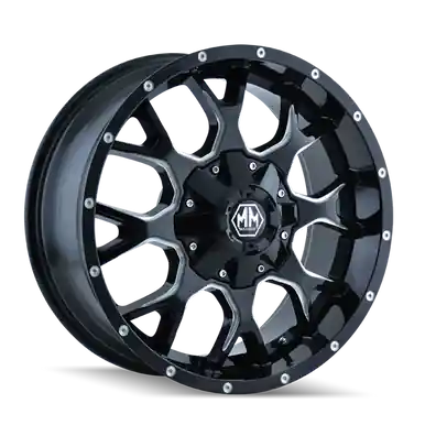 Affordable Mayhem 8015 Warrior 17x9 / 5x127 BP / -12mm Offset / 87mm Hub Black w/ Milled Spokes Wheel - 8015-7952M