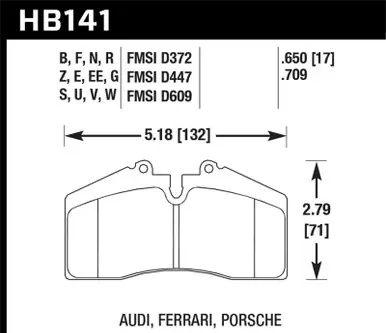 Affordable Hawk Audi/Porsche Rear AND ST-40 HPS Street Brake Pads - HB141F.650