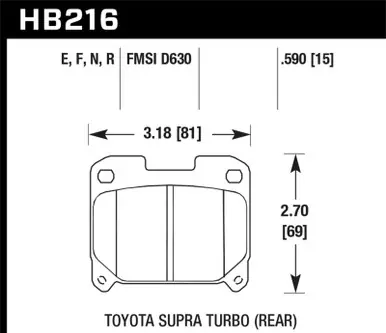 Limited Offer Hawk 93-98 Toyota Supra TT HPS Street Rear Brake Pads - HB216F.590