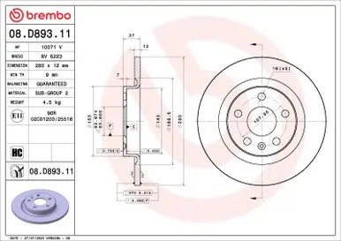 Brembo 13-22 Ford F-250 Super Duty/F-350 Super Duty Rear UV Coated Rotor - 08.D893.11 Exclusive