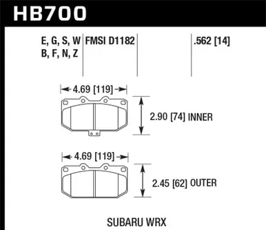 Hawk 06-07 Subaru WRX Performance Ceramic Front Brake Pads - HB700Z.562 Buy Today