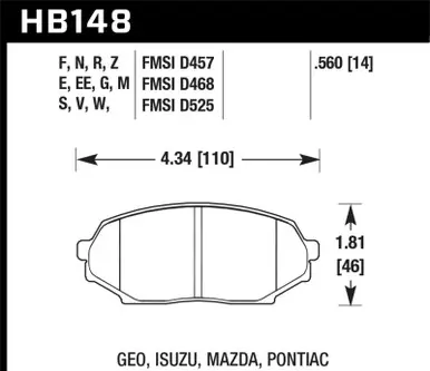 Price Cut Hawk 89-93 Miata HP+ Street Front Brake Pads (D525) - HB148N.560