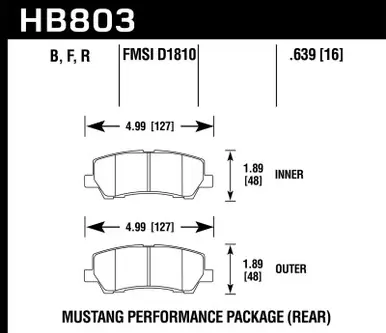 Hawk 16-17 Ford Mustang Brembo Package HPS Rear Brake Pads - HB803F.639 Best Seller