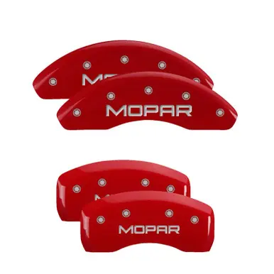 MGP 4 Caliper Covers Engraved Front & Rear MOPAR Red finish silver ch - 32018SMOPRD Free Returns