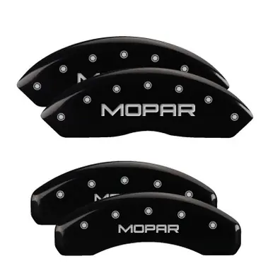 MGP 4 Caliper Covers Engraved Front & Rear Silverado Black finish silver ch - 14004SSILBK Authentic