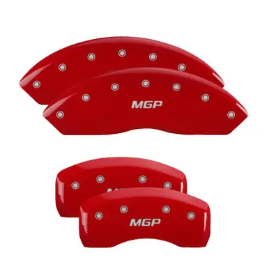 Hot Deal MGP 4 Caliper Covers Engraved Front & Rear MGP Red finish silver ch - 22203SMGPRD