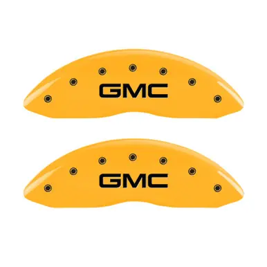 Certified MGP 4 Caliper Covers Engraved Front & Rear Denali Yellow finish black ch - 34009SDNLYL