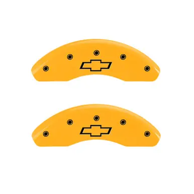 Popular MGP 4 Caliper Covers Engraved Front & Rear Bowtie Yellow finish black ch - 14218SBOWYL