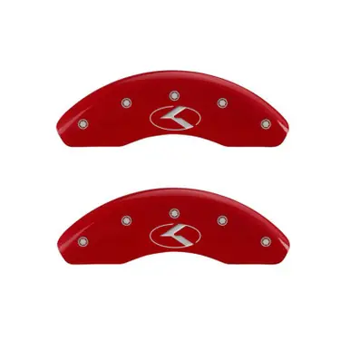 Sale MGP 2 Caliper Covers Engraved Front Circle K/Kia Red Finish Silver Char 2018 Kia Rio - 21190FCRKRD