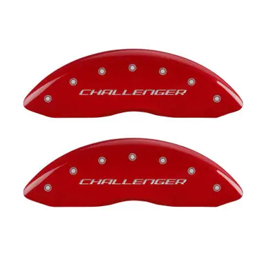 Modern MGP 4 Caliper Covers Engraved Front Block/Challenger Engraved Rear Vintage Style/RT Red fnsh slvr ch - 12088SCBRRD