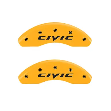 Last Chance MGP Front set 2 Caliper Covers Engraved Front 2015/Civic Yellow finish black ch - 20212FCIVYL