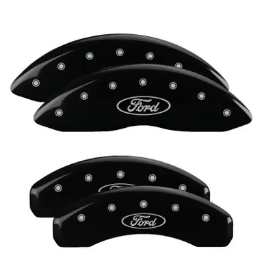 MGP 4 Caliper Covers Engraved Front & Rear Oval logo/Ford Black finish silver ch - 10081SFRDBK Next Day Delivery