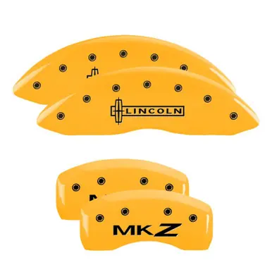 Shop Now MGP 4 Caliper Covers Engraved Front Lincoln Rear MKZ Yellow Finish Black Char 2017 Lincoln MKZ - 36022SLCZYL