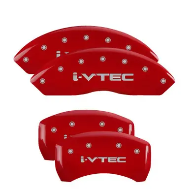 Buy Direct MGP 4 Caliper Covers Engraved Front & Rear I-Vtec Red Finish Silver Char 2019 Acura RDX - 39024SIVTRD