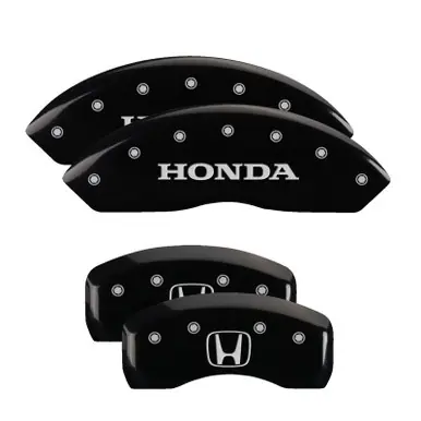 Last Chance MGP 4 Caliper Covers Engraved Front Honda Engraved Rear H Logo Black finish silver ch - 20213SHOHBK