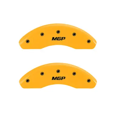 Free Shipping MGP 4 Caliper Covers Engraved Front & Rear MGP Yellow Finish Black Char 2019 Chevrolet Bolt EV - 14246SMGPYL