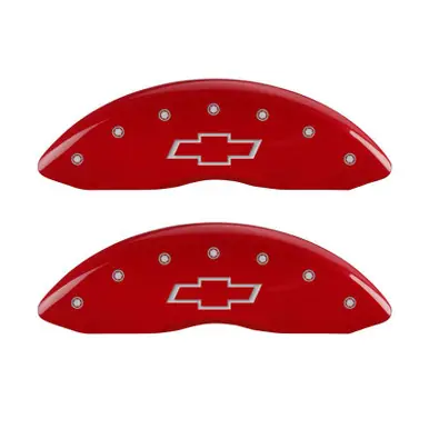 Factory Price MGP 4 Caliper Covers Engraved Front & Rear Bowtie Red finish silver ch - 14215SBOWRD