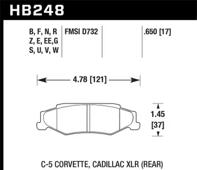 Price Drop Hawk 97-12 Corvette/01-04 Z06/05-09 Z51 DTC-50 Race Rear Brake Pads - HB248V.650