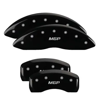 Clearance MGP 4 Caliper Covers Engraved Front & Rear MGP Black Finish Silver Char 2017 Lincoln MKZ - 36022SMGPBK