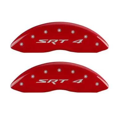 Today Only MGP Front set 2 Caliper Covers Engraved Front SRT4 Red finish silver ch - 12002FSR4RD