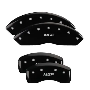 Professional Grade MGP 4 Caliper Covers Engraved Front & Rear MGP Black finish silver ch - 10007SMGPBK