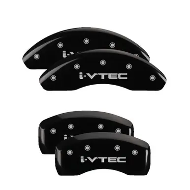 MGP 4 Caliper Covers Engraved Front & Rear i-Vtec Black finish silver ch - 20214SIVTBK Fast Shipping