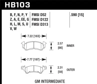 Bulk Order Hawk 69-81 Chevy Camaro Blue 9012 Front Brake Pads - HB103E.590