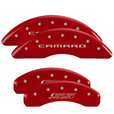 Secure Checkout MGP 4 Caliper Covers Engraved Front & Rear MGP Red finish silver ch - 15213SMGPRD