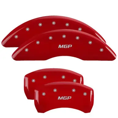 MGP 4 Caliper Covers Engraved Front & Rear MGP Red Finish Silver Char 2019 Volkswagen Atlas - 11220SMGPRD Hassle-Free Returns