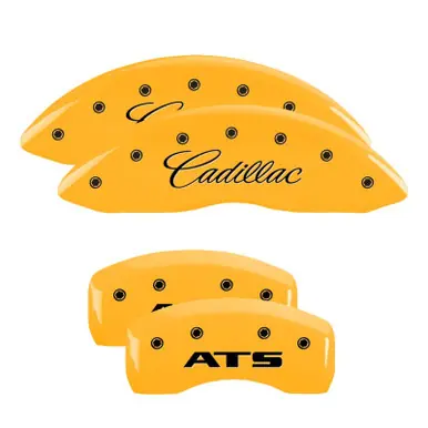 MGP 4 Caliper Covers Engraved Front Cadillac Engraved Rear ATS Yellow finish black ch - 35007SATSYL Free Shipping