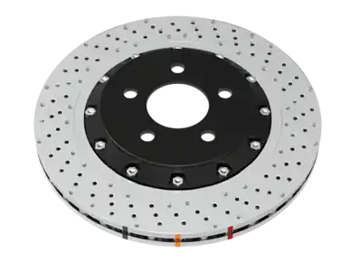 Buy Online DBA 16-18 Ford Focus RS Front 5000 Series 2-Piece Drilled Rotor w/Black Hat - DBA52968BLKXD