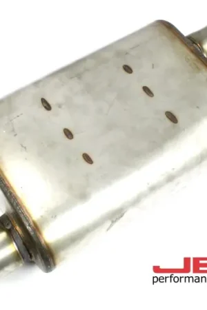 Weekend Sale JBA Universal Chambered Style 304SS Muffler 13x9.75x4 2.5in Inlet Diameter Offset/2.5 Dual Outlet