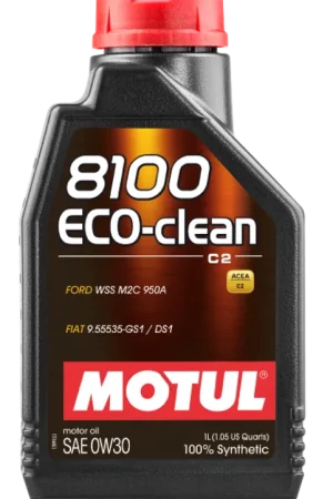 Motul 1L Synthetic Engine Oil 8100 Eco-Clean 0W30 12X1L - C2/API SM/ST.JLR 03.5007 - 1L Bargain