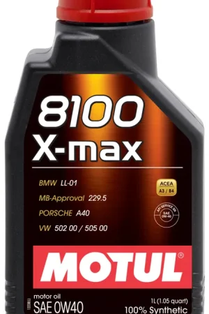 Motul 1L Synthetic Engine Oil 8100 0W40 X-MAX - Porsche A40 Certified