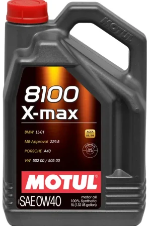 Trusted Brand Motul 5L Synthetic Engine Oil 8100 0W40 X-MAX - Porsche A40